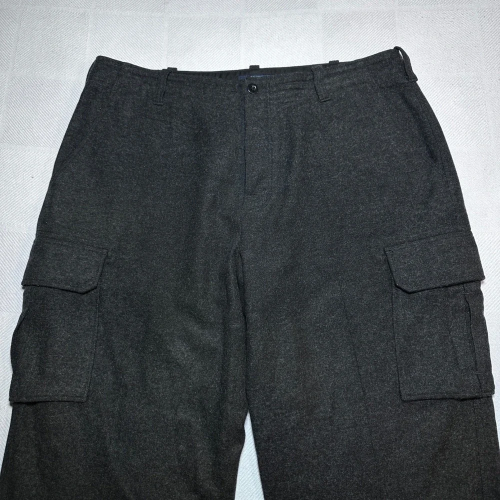 J.Crew Cargo Pants Mens 38x30 Wool Blend Button Fly Straight‎ Wide Leg Charcoal